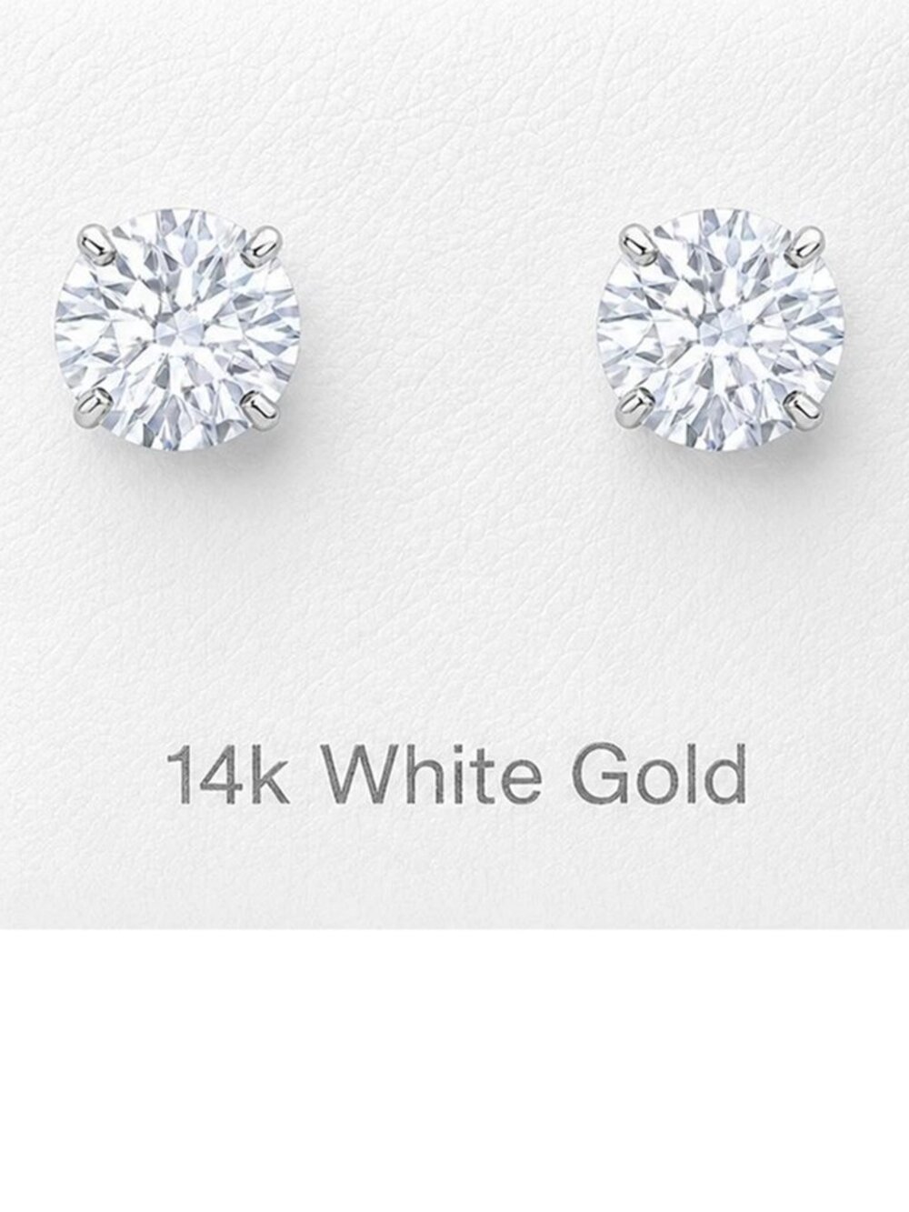 6.74 Cts Lab Created White Sapphire Round Stud Earrings 14k White Gold